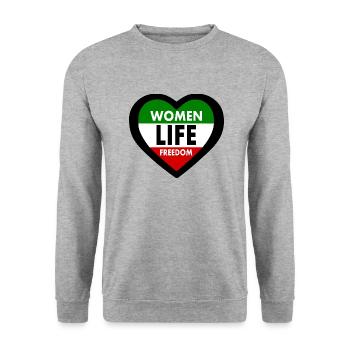 Women life freedom - Unisex Pullover - Weißgrau meliert - Vorne - Alina (178cm) & Michal (187cm)