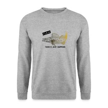 Zanderangeln F.I.S.H. gold black - Unisex Pullover - Weißgrau meliert - Vorne - Alina (178cm) & Michal (187cm)
