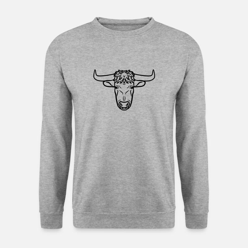 Stier schwarz - Unisex Pullover - Weißgrau meliert