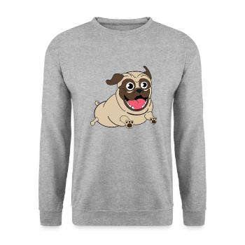 Nacho the Pug - Unisex Sweatshirt - salt & pepper - Front - Alina (178cm) & Michal (187cm)