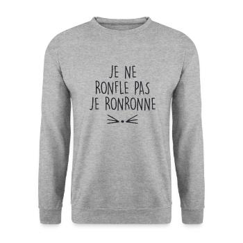 je ne ronfle pas je ronronne - Sweat-shirt Unisexe - gris chiné - Devant - Alina (178cm) & Michal (187cm)