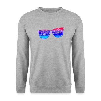Sonnenbrille Sommer süß Happy Beach Ocean Surf - Unisex Pullover - Weißgrau meliert - Vorne - Alina (178cm) & Michal (187cm)