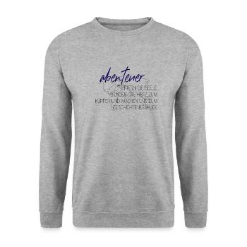 minimalistische Weltkarte03 - Unisex Pullover - Weißgrau meliert - Vorne - Alina (178cm) & Michal (187cm)
