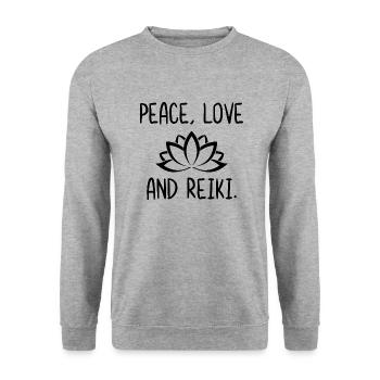 Paix Amour et Reiki - Sweat-shirt Unisexe - gris chiné - Devant - Alina (178cm) & Michal (187cm)