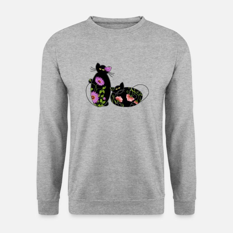 Katzen - Unisex Pullover - Weißgrau meliert