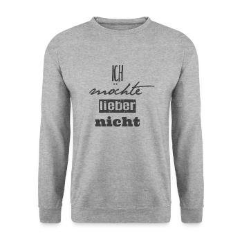 Bartleby der Schreiber - Ich möchte lieber nicht - Unisex Pullover - Weißgrau meliert - Vorne - Alina (178cm) & Michal (187cm)