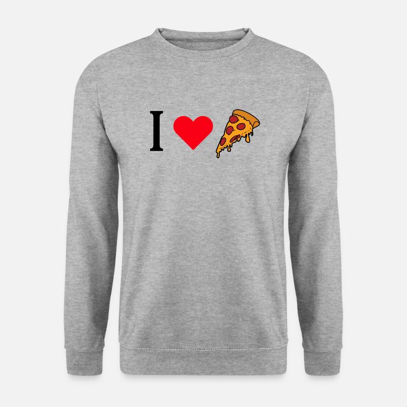 I love Pizza - Unisex Pullover - Weißgrau meliert
