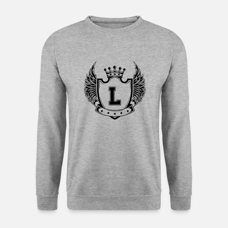 Wappen L - Unisex Pullover - Weißgrau meliert