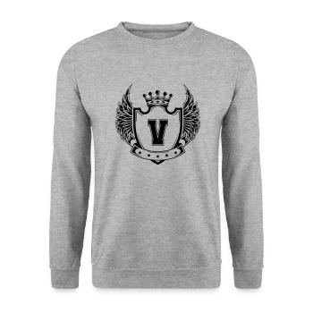 Armoiries V - Sweat-shirt Unisexe - gris chiné - Devant - Alina (178cm) & Michal (187cm)