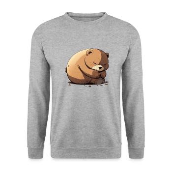 Meenee the sleeper bear - Unisex Sweatshirt - salt & pepper - Front - Alina (178cm) & Michal (187cm)
