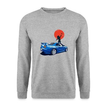 JDM OLD SCHOOL - Unisex Sweatshirt - salt & pepper - Front - Alina (178cm) & Michal (187cm)
