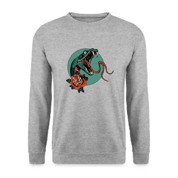 serpent rose fleur vipere cobra langue 403 A - Sweat-shirt Unisexe - gris chiné - Devant - Alina (178cm) & Michal (187cm)