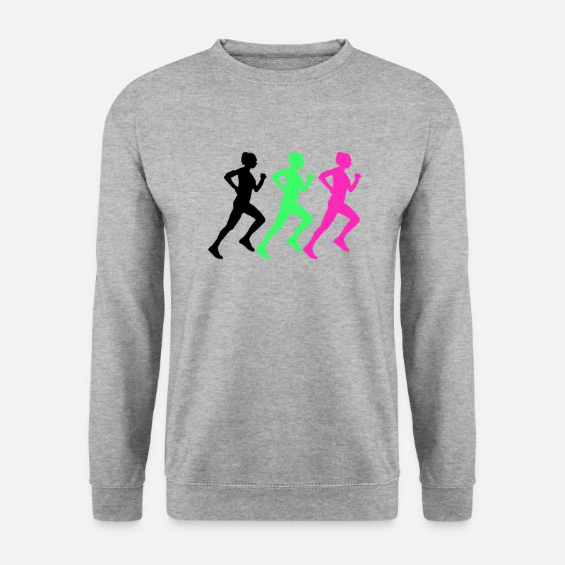 woman running - Unisex Pullover - Weißgrau meliert