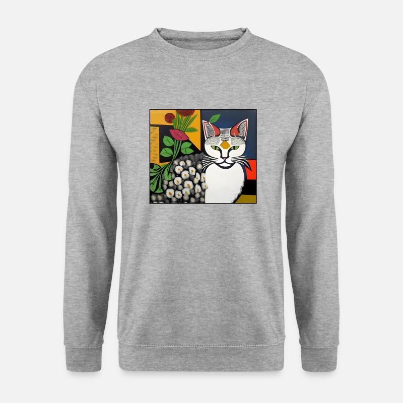 katzen 013red - Unisex Pullover - Weißgrau meliert