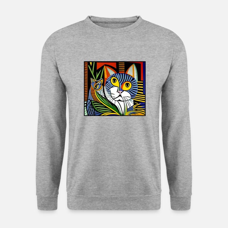 katzen 172red - Unisex Pullover - Weißgrau meliert