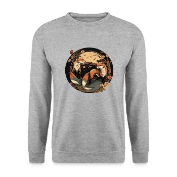 Fox 3 - Unisex Sweatshirt - salt & pepper - Front - Alina (178cm) & Michal (187cm)