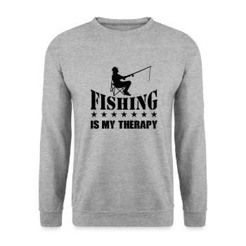 fishing is my therapy - Unisex Sweatshirt - salt & pepper - Front - Alina (178cm) & Michal (187cm)