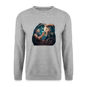 Sailor vs. goat, the battle for beer - Unisex Sweatshirt - salt & pepper - Front - Alina (178cm) & Michal (187cm)