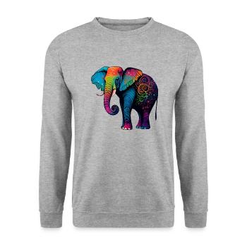 Colorful elephant - Unisex Sweatshirt - salt & pepper - Front - Alina (178cm) & Michal (187cm)