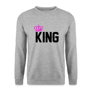 Roi - Sweat-shirt Unisexe - gris chiné - Devant - Alina (178cm) & Michal (187cm)