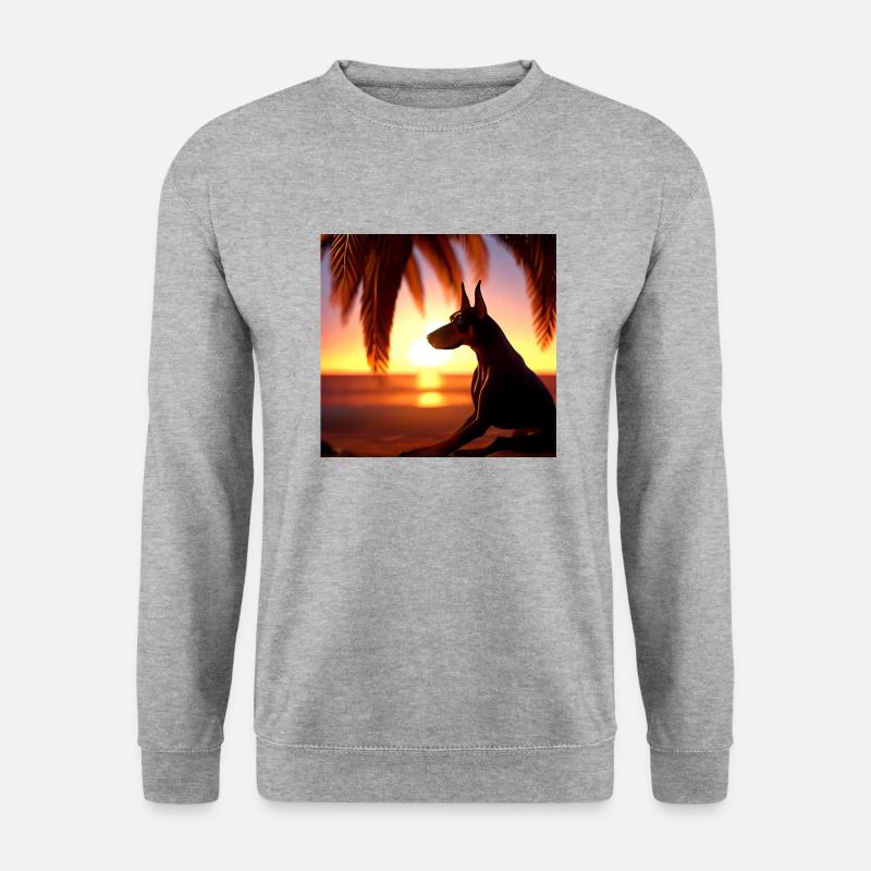 sunset dobermann - Unisex Pullover - Weißgrau meliert