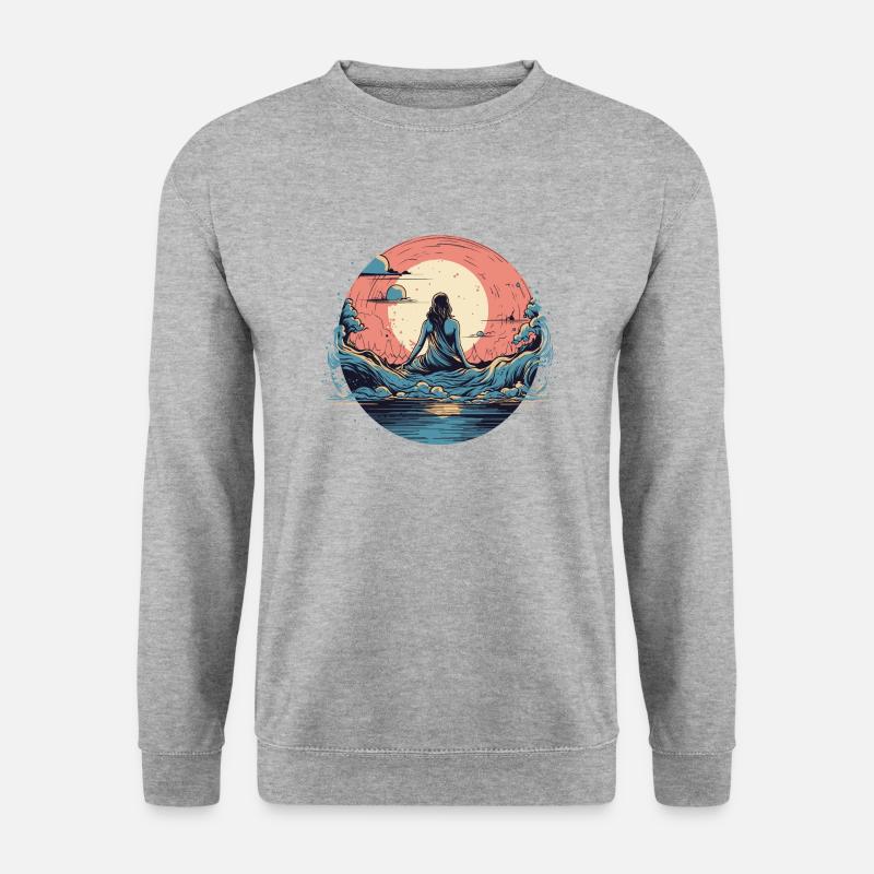 Meditation Wave - Unisex Pullover - Weißgrau meliert