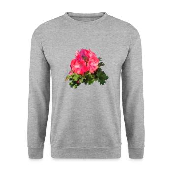 Rose rouge GERANIE - Sweat-shirt Unisexe - gris chiné - Devant - Alina (178cm) & Michal (187cm)