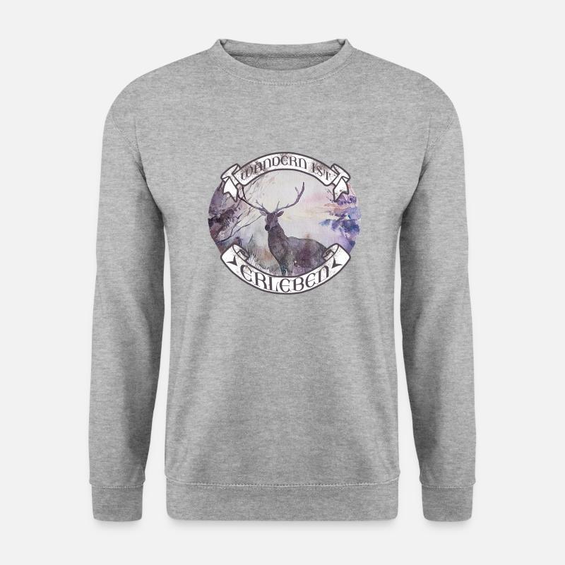 Wandern ist Erleben - Unisex Pullover - Weißgrau meliert