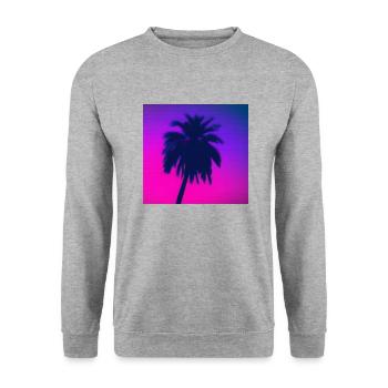 Palm Tree Silhouette: Retrowave Vaporwave - Unisex Sweatshirt - salt & pepper - Front - Alina (178cm) & Michal (187cm)