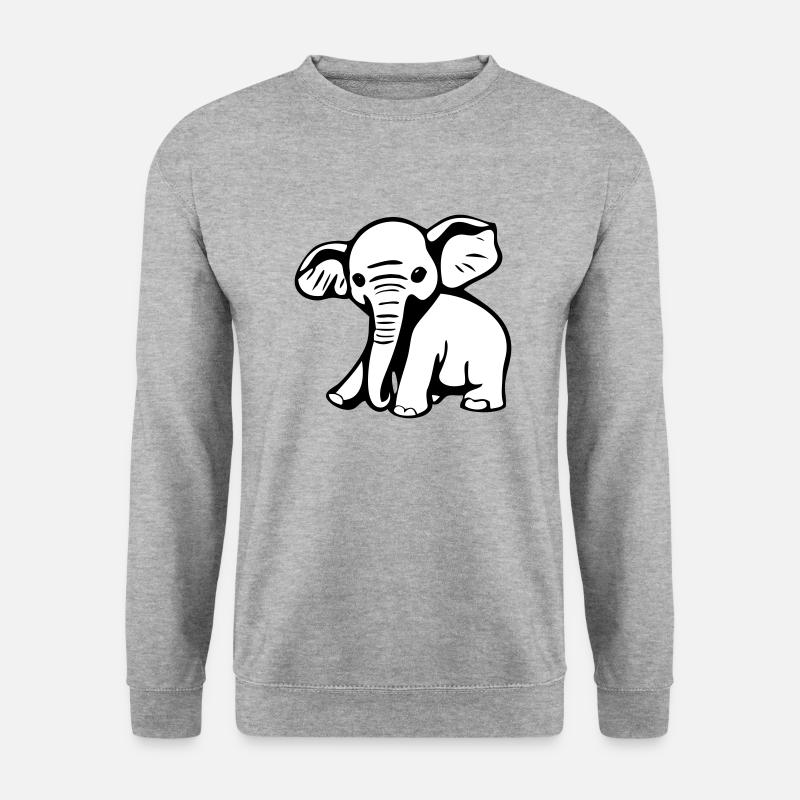 Baby-Elefant im Comic-Stiel - Unisex Pullover - Weißgrau meliert