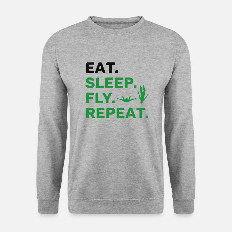 Eat Sleep Fly Repeat - Unisex Pullover - Weißgrau meliert
