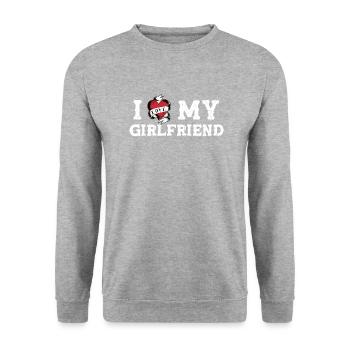 I Love My Girlfriend I Heart My Girlfriend - Unisex Sweatshirt - salt & pepper - Front - Alina (178cm) & Michal (187cm)