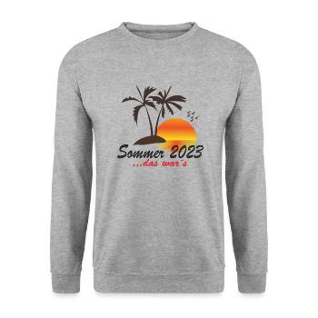 Sommer 2023 das war´s - Unisex Pullover - Weißgrau meliert - Vorne - Alina (178cm) & Michal (187cm)