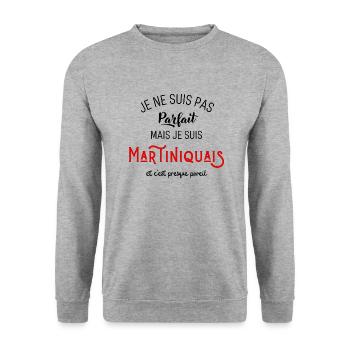 Pas parfait mais martiniquais - Sweat-shirt Unisexe - gris chiné - Devant - Alina (178cm) & Michal (187cm)