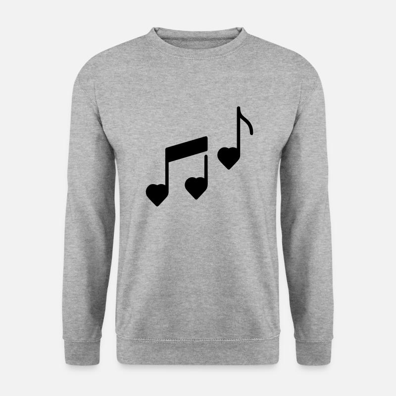 Musik Liebhaber Musiknoten Herz Noten Klavier - Unisex Pullover - Weißgrau meliert