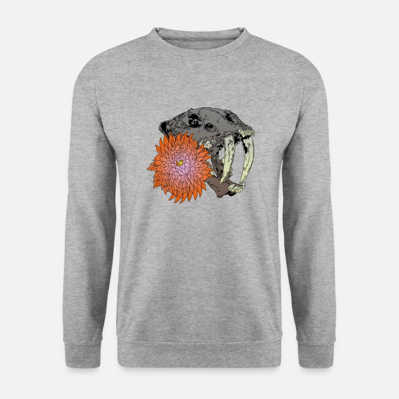 Smilodon Chrysantheme - Unisex Pullover - Weißgrau meliert