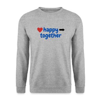 happy together 1 - Unisex Pullover - Weißgrau meliert - Vorne - Alina (178cm) & Michal (187cm)