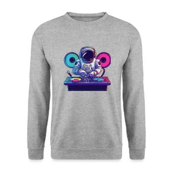 Astronaut DJ Geschenkidee - Unisex Pullover - Weißgrau meliert - Vorne - Alina (178cm) & Michal (187cm)
