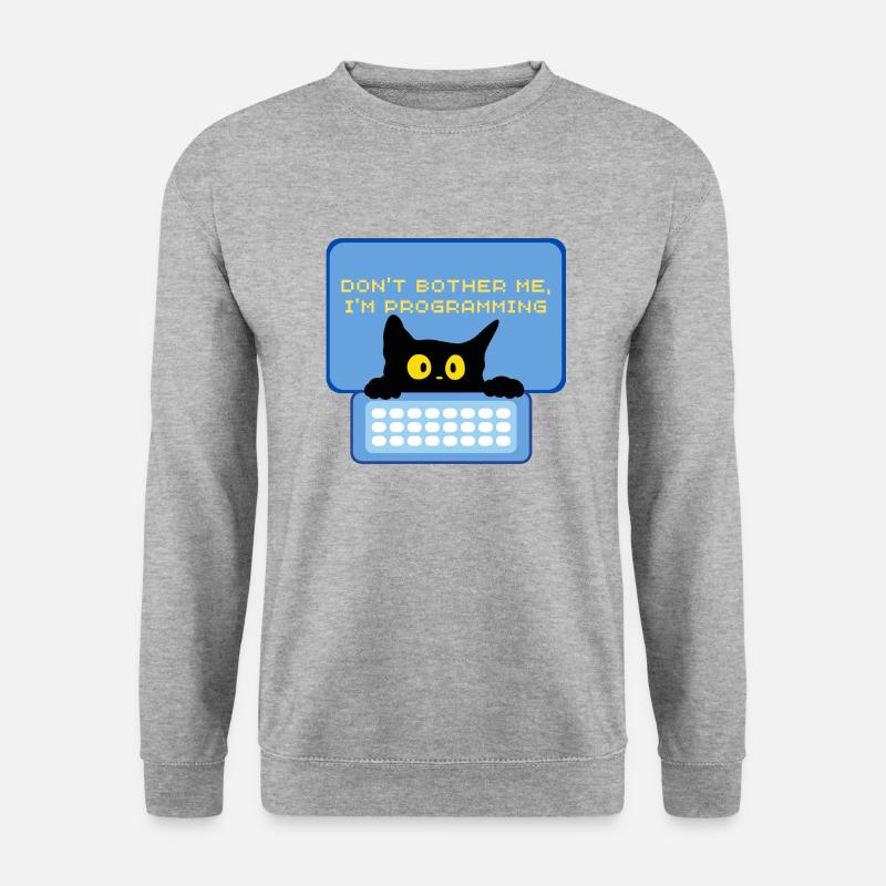 Programmierer Katze T-Shirt - Unisex Pullover - Weißgrau meliert