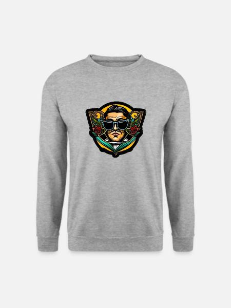 Casanova mit Sonnenbrille im Vintage Design - Unisex Pullover - Weißgrau meliert