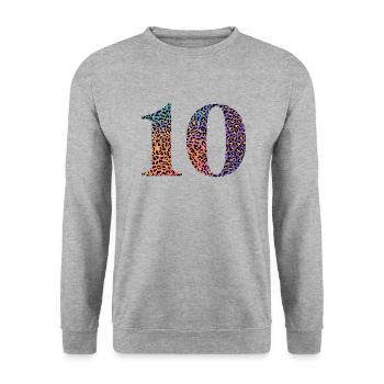 10e anniversaire léopard - Sweat-shirt Unisexe - gris chiné - Devant - Alina (178cm) & Michal (187cm)