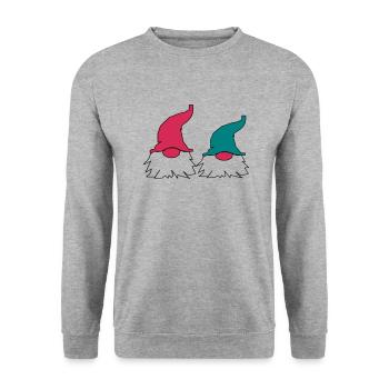 Eichsfelderlandkind - Unisex Pullover - Weißgrau meliert - Vorne - Alina (178cm) & Michal (187cm)
