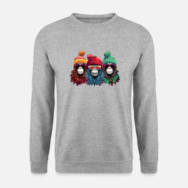 Ugly Christmas Monkeys - Unisex Pullover - Weißgrau meliert