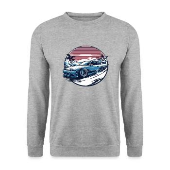 Auto im japanischen Stil, JDM - Unisex Pullover - Weißgrau meliert - Vorne - Alina (178cm) & Michal (187cm)