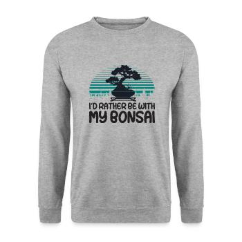 I ́d rather be with my Bonsai - Unisex Sweatshirt - salt & pepper - Front - Alina (178cm) & Michal (187cm)