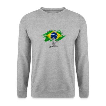 J’aime le Brésil - Statue du Christ - Sweat-shirt Unisexe - gris chiné - Devant - Alina (178cm) & Michal (187cm)