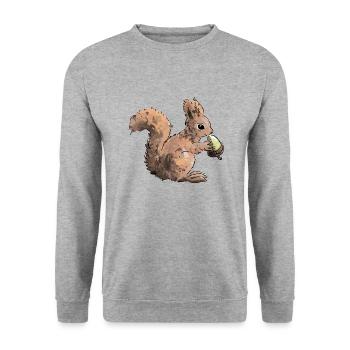 Colorful squirrel with a nut - Unisex Sweatshirt - salt & pepper - Front - Alina (178cm) & Michal (187cm)