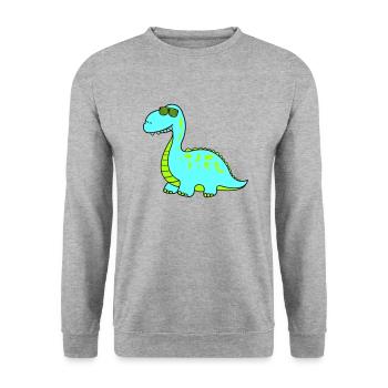 dino cool - Unisex Pullover - Weißgrau meliert - Vorne - Alina (178cm) & Michal (187cm)