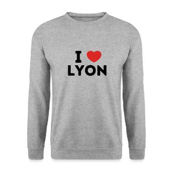 I Love with Heart Lyon - Unisex Sweatshirt - salt & pepper - Front - Alina (178cm) & Michal (187cm)