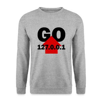 Geh nach Hause - Unisex Pullover - Weißgrau meliert - Vorne - Alina (178cm) & Michal (187cm)